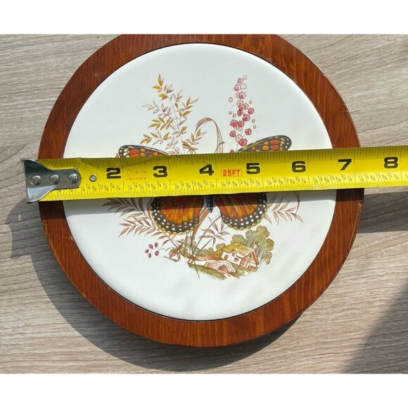 Wooden Trivet Ceramic Tile Insert with a Butterfly Motif Wall Decor - Picture 8 of 9